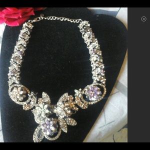 Zara Pave Jeweled Flower Statement Necklace